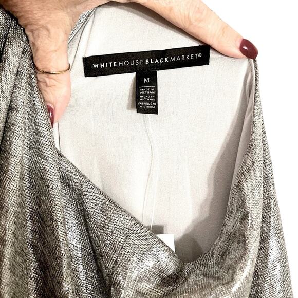 WHBM Silver Metallic Halter Dress Size Size Medium NWT - Picture 7 of 13